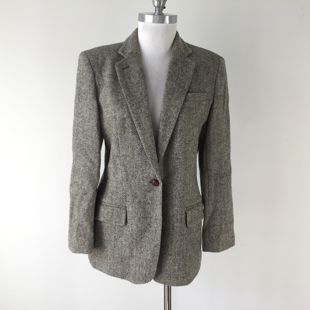 Ralph Lauren M 8 Gray VTG Herringbone Wool blazer